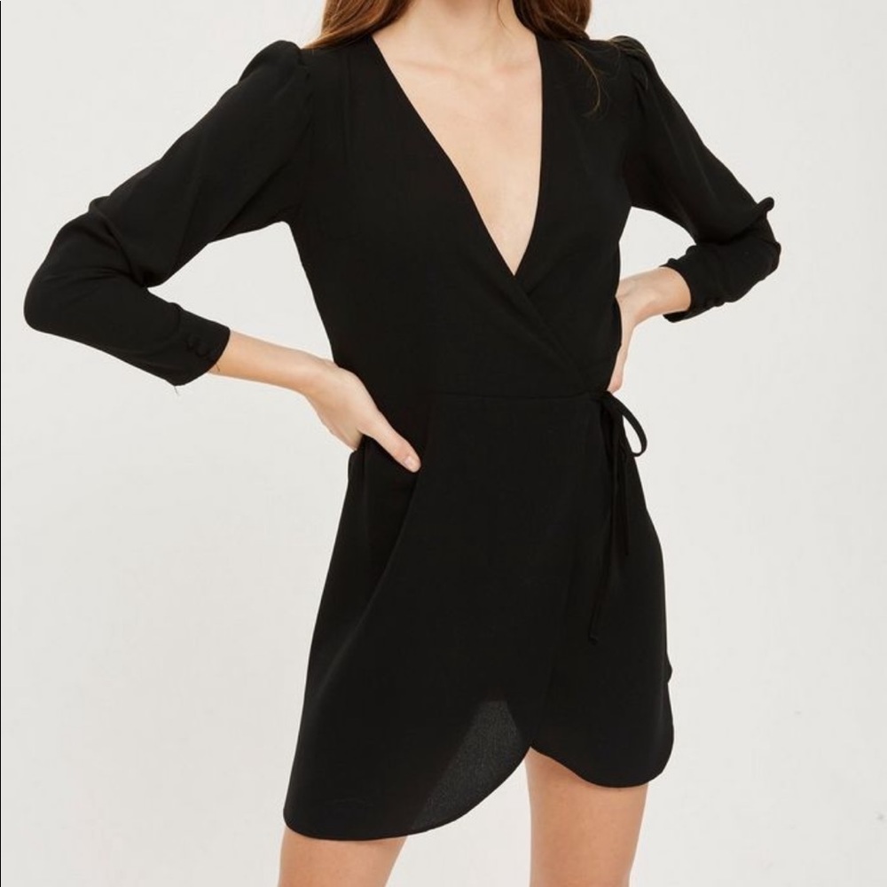TOPSHOP NEW black wrap minidress